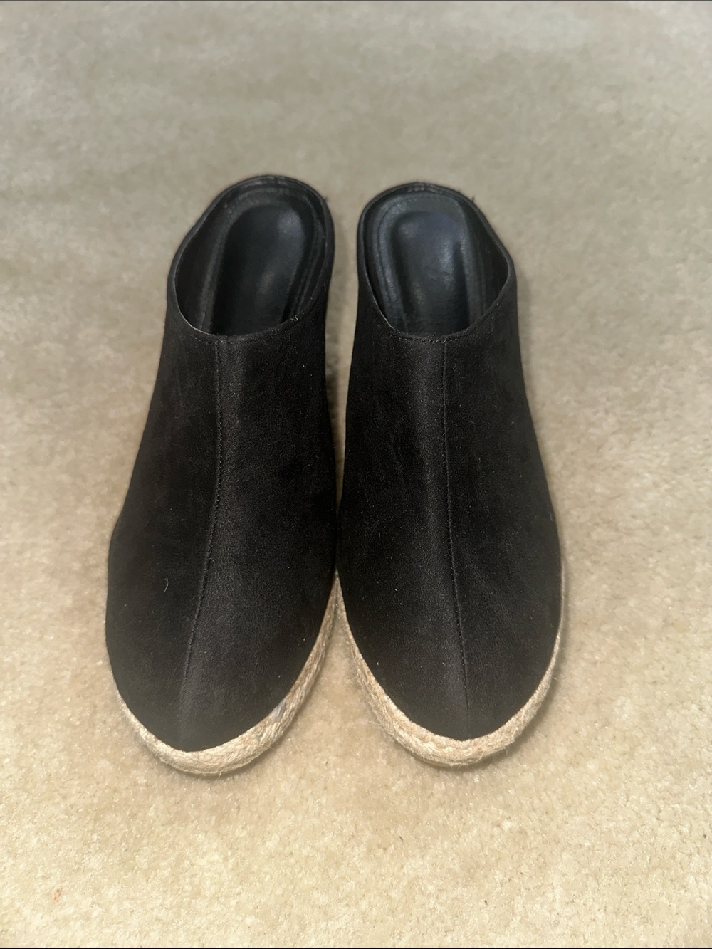Source Unknown Black Suede Espadrille Slip-On Mules for Men